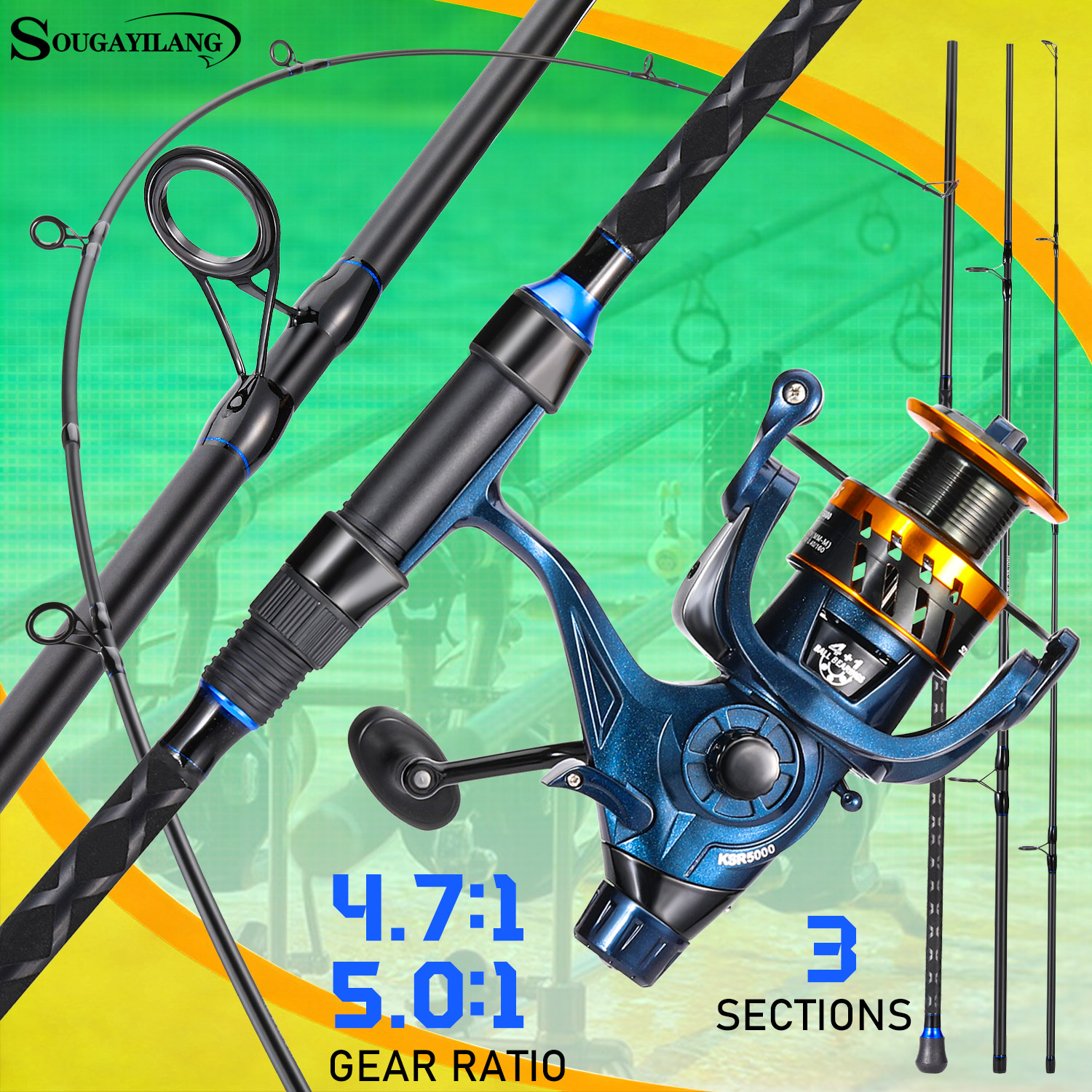 Fishing Rod Spinning - Sougayilang 3 Sections Surf Fishing Rod