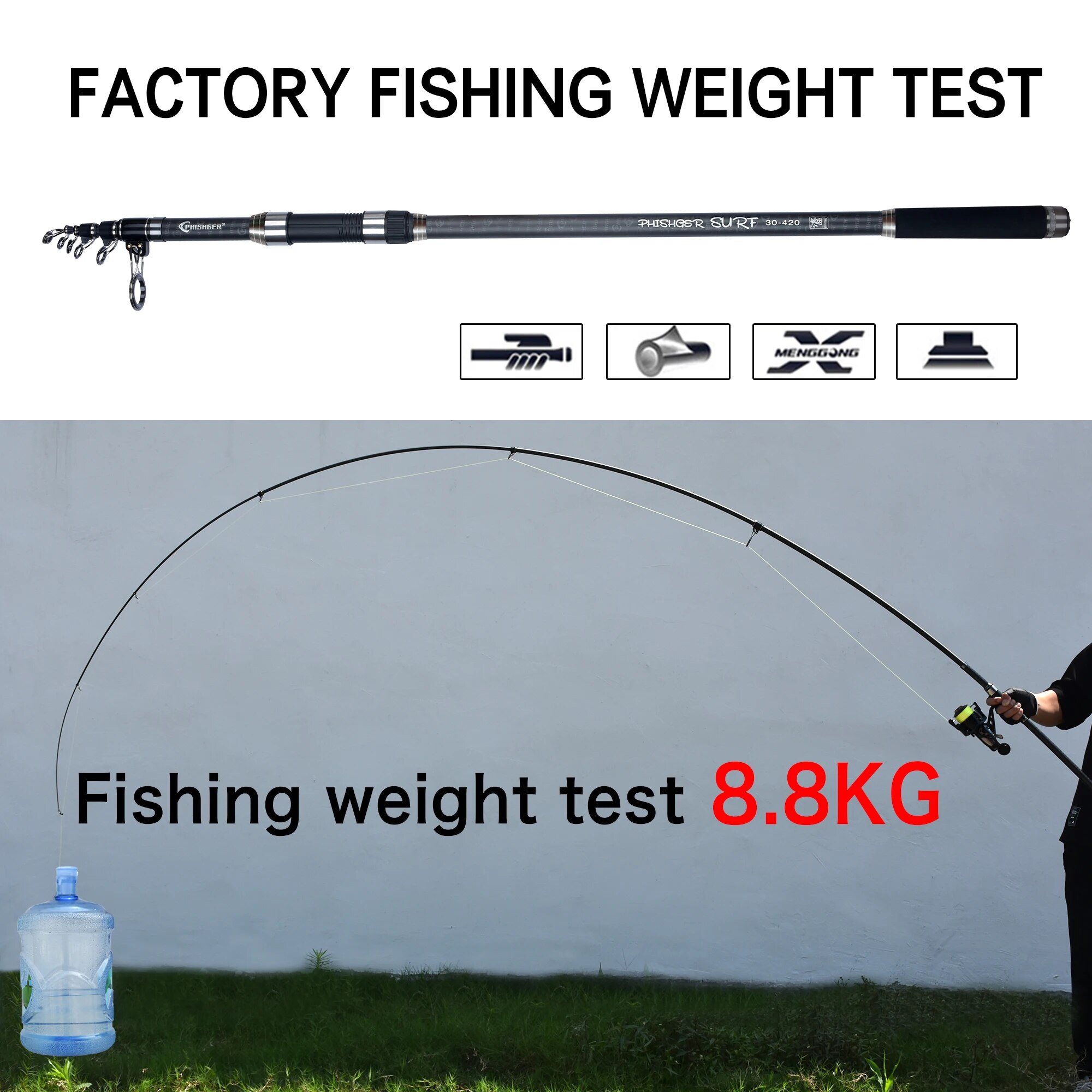 PHISHGER Telescopic Surf Spinn - Fishing Rod Surf recensie en prijs